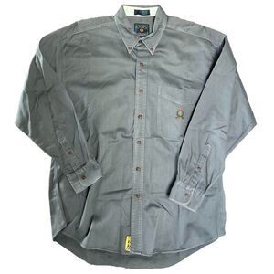 Chaps‎ Ralph Lauren Shirt Mens L Blue Gray Embroidered Logo Vintage